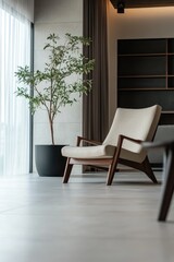 Fototapeta premium Living Room with Chair and Potted Plant