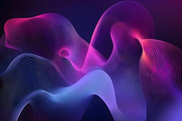 A mesmerizing abstract digital artwork depicting a swirling mass of glowing pink and blue lines and particles against a dark background. The composition creates a sense of depth and dimension,