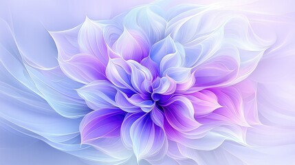 Obraz premium Blooming purple and blue flower with soft glowing petals in a flowing abstract digital illustration.