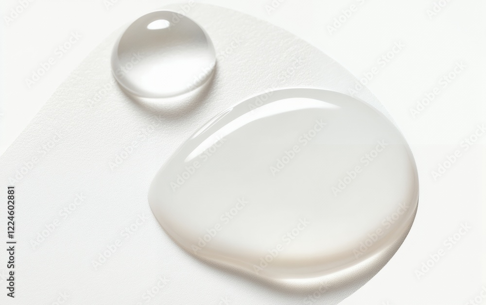 Poster minimalistic abstract design of water droplets on white background highlighting texture and transpar