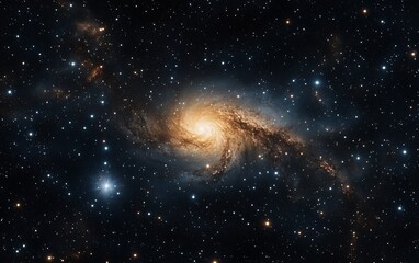 Obraz premium Stunning spiral galaxy with bright core and starry night sky in deep space exploration