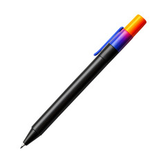Black Pen with Colorful Cap Isolated on White Background