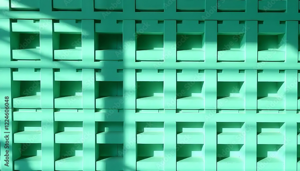 Poster abstract green architectural pattern with shadows