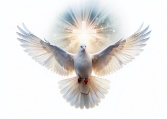 Obraz premium Double Exposure: Holy Spirit & Cross - Realistic Christian Stock Photo