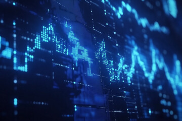 Fototapeta premium Abstract Blue Digital Data Visualization Background