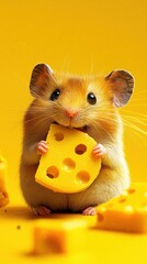 Fototapeta premium Cheesy adventures a hamsters comical wheel journey