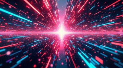 Fototapeta premium A mesmerizing blend of pixelated glitch effects, holographic overlays, and fluorescent streaks creating a futuristic cyber-world atmosphere.