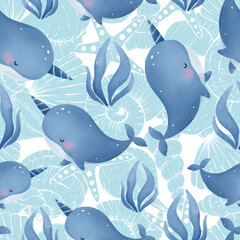 Adorable and fun ocean life seamless pattern © ariosbeth