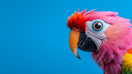 Fototapeta premium Fantasy Colorful bird head in the style of photorealistic fantasies