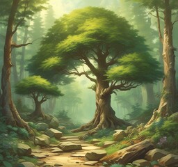 Illustration of green world.