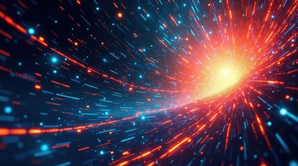 A colorful digital vortex with pixel trails, glowing particles, and shifting geometric patterns evoking an intense gaming experience.