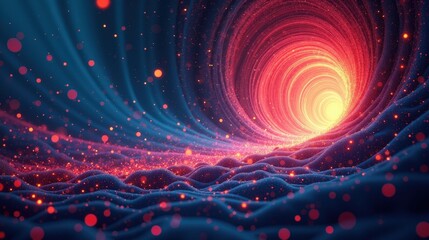 Obraz premium A colorful digital vortex with pixel trails, glowing particles, and shifting geometric patterns evoking an intense gaming experience.