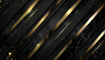 Obraz premium Abstract Black Gold Diagonal Lines Background Illustration