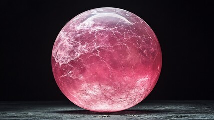 Obraz premium Intensely Pink Sphere Glows Softly Dark Background. AI Generated