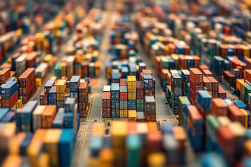 Obraz premium Aerial View of Colorful Shipping Containers at a Busy Port