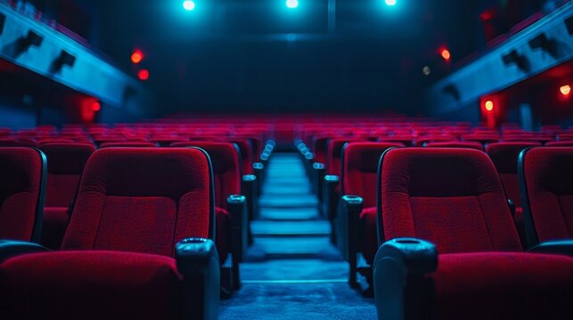 Vibrant red chairs fill the grand space of the theater, waiting in silence for the audience