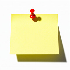 yellow sticky note with pin on white background. yellow sticky post it note with red pushpin isolated on white background.