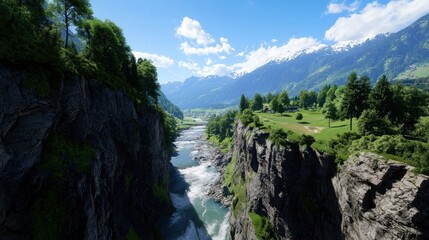 Serene Alpine River Valley