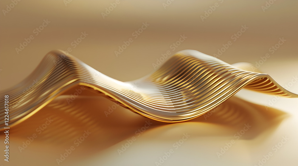 Poster a flowing, golden wave-like structure with a smooth texture and soft lighting.