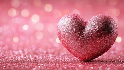 Obraz premium Glittery pink heart decoration abstract background digital art soft environment close-up love concept