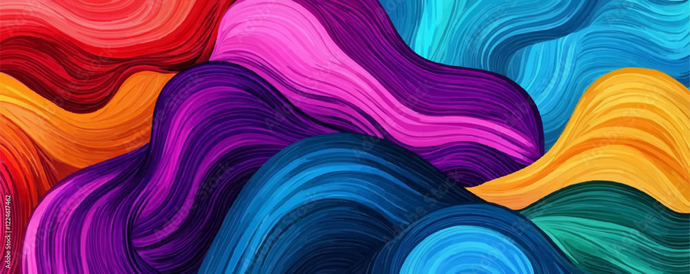 Poster colorful abstract vector art with flowing wave patterns.