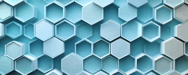 Fototapeta premium Abstract hexagonal vector background with blue geometric pattern.