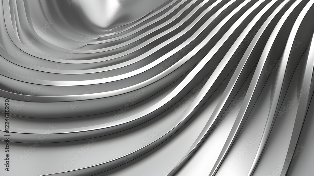 Poster abstract silver waves create a smooth, flowing texture, emphasizing depth and dimension.