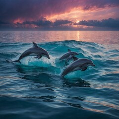 Naklejka premium Dolphin is a beautiful animal.And not dangerous animal.