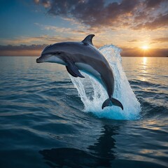 Fototapeta premium Dolphin is a beautiful animal.And not dangerous animal.