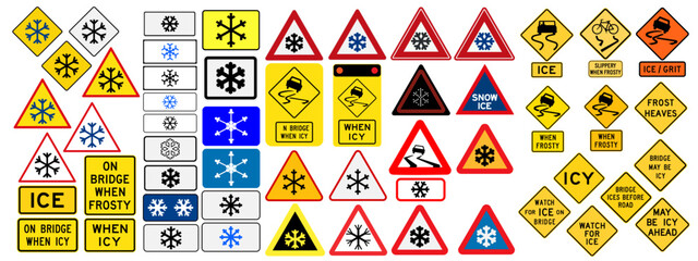 Ice and Snow Warning Road Signs © CyroHenrique