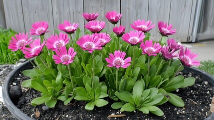 Obraz premium pink tulips in a garden