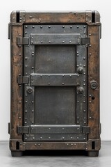 Fototapeta premium Rustic metal safe, riveted, aged, secure.