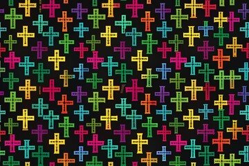 Elegant Black Cross Pattern: Repeating Geometric Design for Fabric, Wallpaper & Print