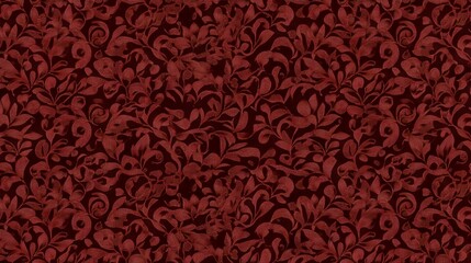 Deep Red Watercolor Floral Damask Seamless Pattern