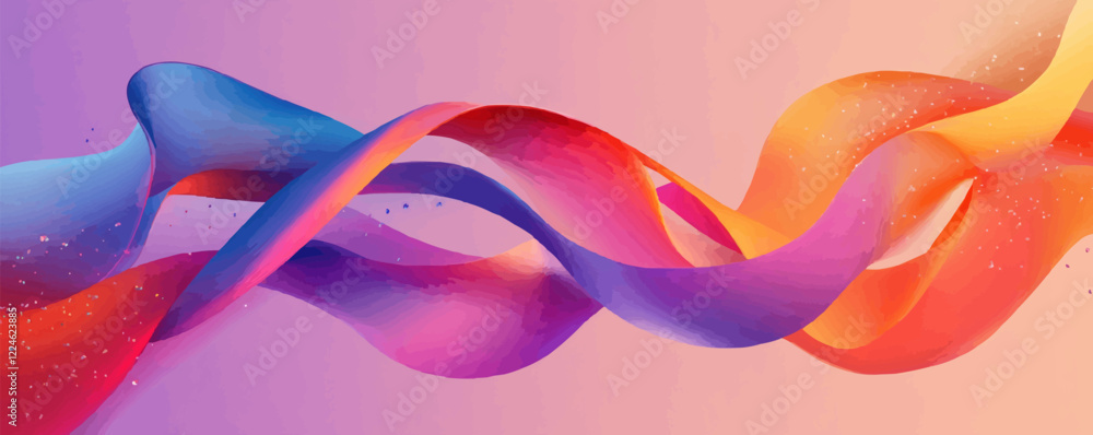 Poster colorful abstract ribbon in motion vector art with a gradient background.