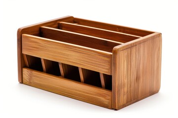 Crafted bamboo pencil holder showcasing elegant design and natural finishes for organized workspace aesthetics isolated on transparent background