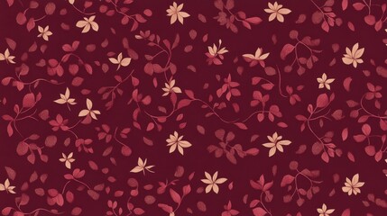 Delicate Floral Pattern Seamless Design Burgundy Background