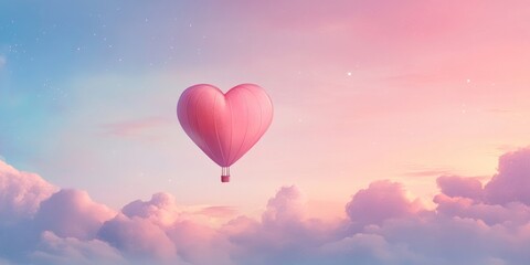 Fototapeta premium Heart-Shaped Balloon Floating in Dreamy Sky 