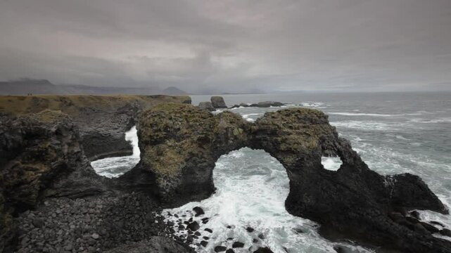 The Gatklettur rock arch, Arnarstapi, Snaefellsjokull National Park, Snaefellsnes Peninsula, Iceland