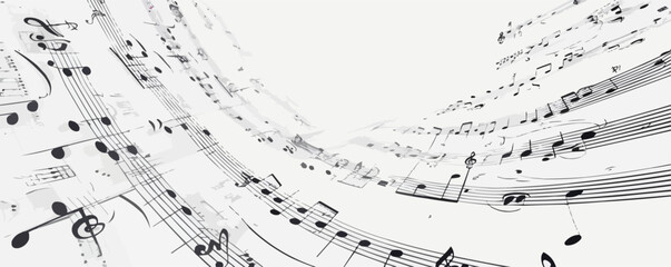 Abstract vector design with flowing musical notes.