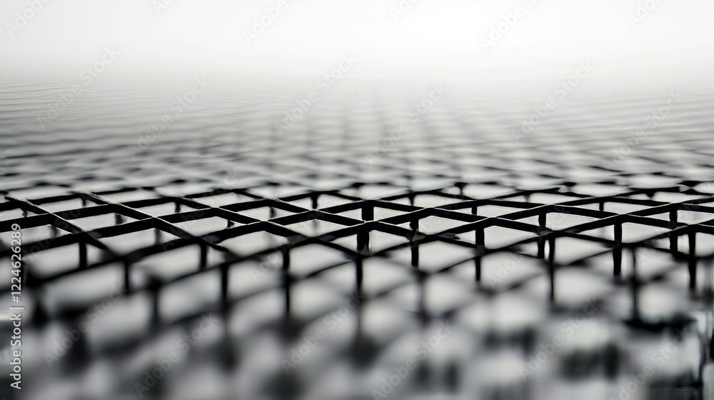 Poster minimalistic abstract background with clean black lines forming a geometric grid on a white canvas