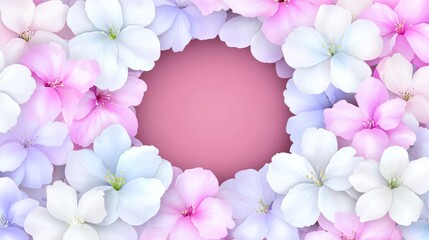 Obraz premium Delicate Pastel Flower Frame Spring Blossom Border