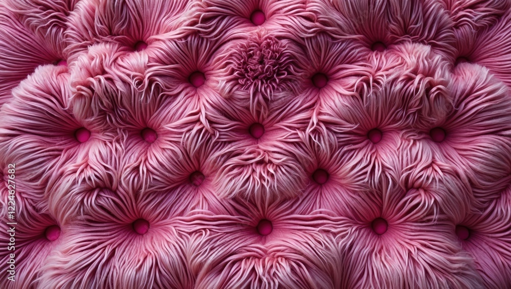 Poster a textured, pink fabric featuring intricate patterns and soft, plush contours, creating a visually a