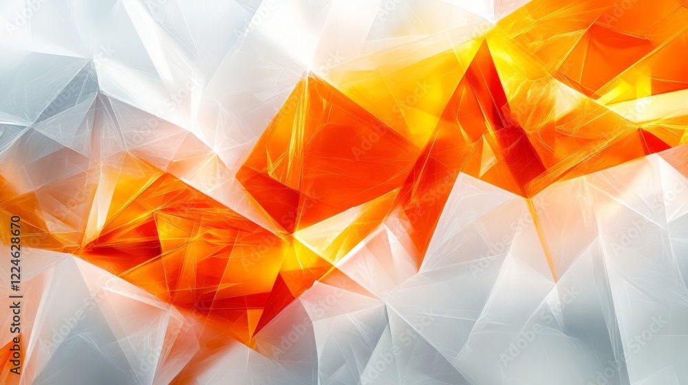Poster dynamic abstract business card wallpaper with angular patterns in vibrant orange and white tones