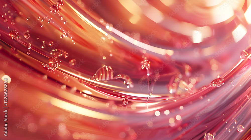Poster abstract swirling patterns with luminous textures and bubbles in warm tones.