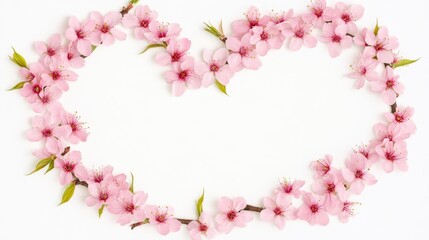 Delicate Pink Blossom Heart Frame Spring Floral Design