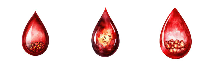 Vibrant Red Liquid Drops Illustrating Various Textures and Forms