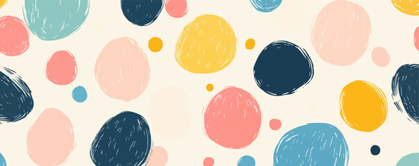 Colorful vector dots and circles in playful hand-drawn pattern.