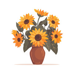 Obraz premium Vibrant sunflowers in vase vector artwork.