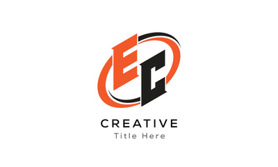 EC creative letter logo with circle area. Initial letter EC linked circle uppercase monogram logo. EC initial letter logo vector design.